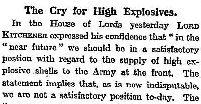 The Times 19 May 1915. Talk about "The Thunderer". I particularly like the reference to the "mutilated and twice-censored" Times article.