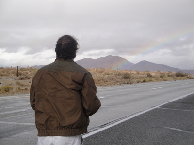 Rand and Rainbow in Mojave Desert