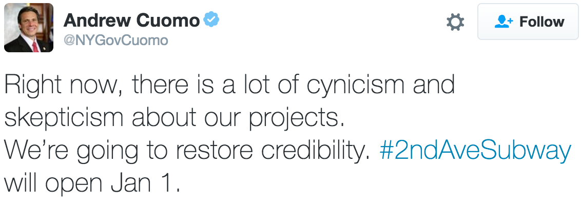 Andrew Cuomo's Cynical Tweet About Cynicism